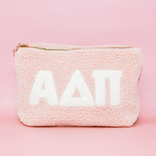 Load image into Gallery viewer, Sorority Letter Teddy Pouch - Blush, Lilac, Aqua
