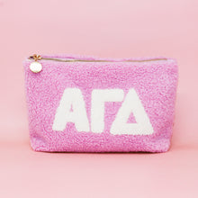 Load image into Gallery viewer, Sorority Letter Teddy Pouch - Blush, Lilac, Aqua
