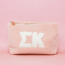Load image into Gallery viewer, Sorority Letter Teddy Pouch - Blush, Lilac, Aqua
