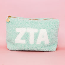 Load image into Gallery viewer, Sorority Letter Teddy Pouch - Blush, Lilac, Aqua
