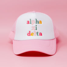 Load image into Gallery viewer, Sorority Embroidered Trucker Hat - 19 Chapters Available!
