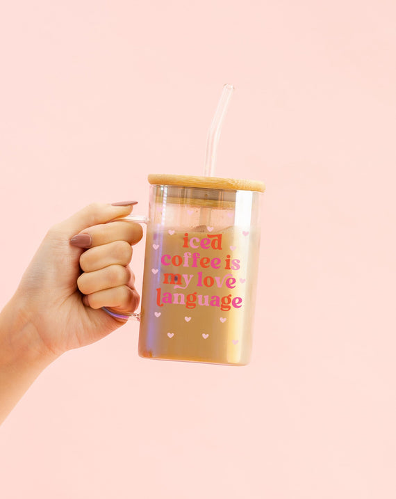Iced Coffee is My Love Language Square Glass Cup