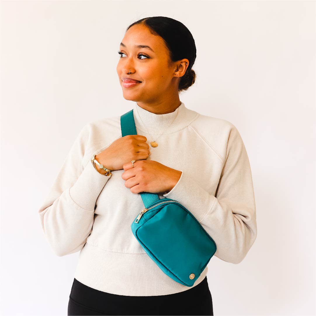 Brilliant Teal All You Need Belt Bag with Hair Scarf