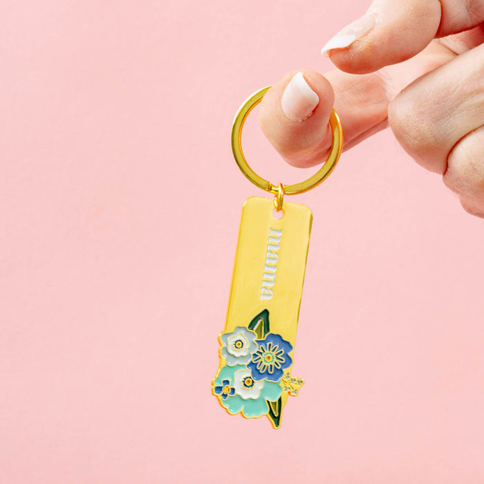 Mama Enamel Floral Keychain