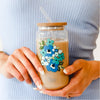 Iced Coffee Cup - Floral Blue Glass Drinkware