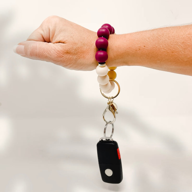 Hands-Free Silicone Beaded Keychain Wristlet - Desert Sunset