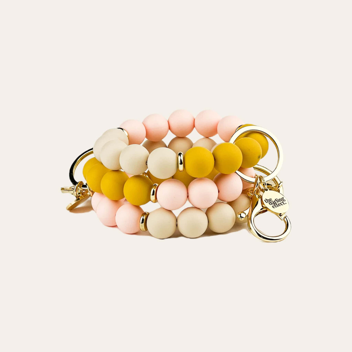 Hands-Free Silicone Beaded Keychain Wristlet - Golden Morning