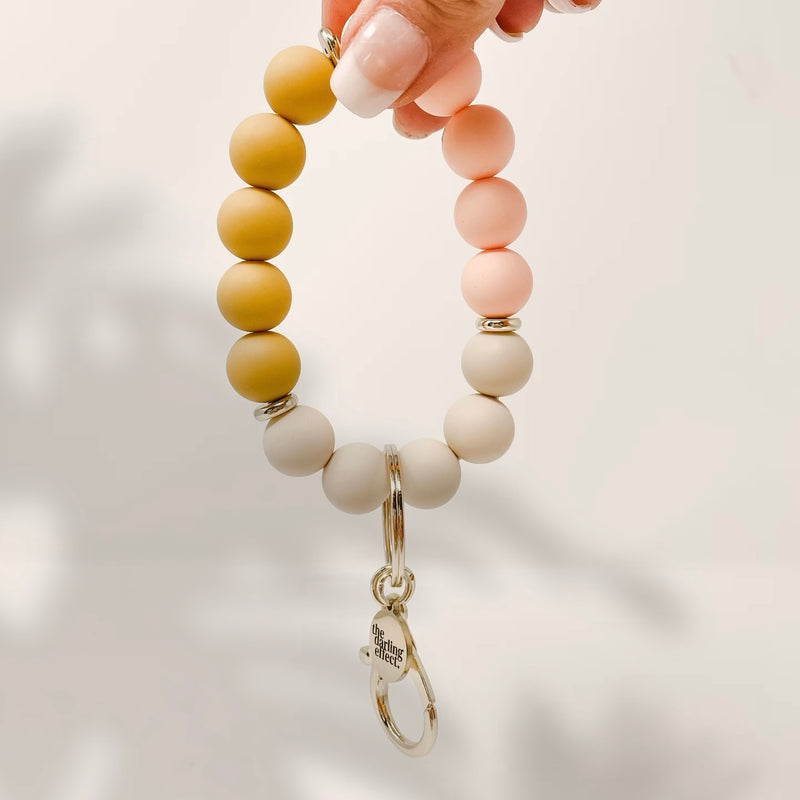 Hands-Free Silicone Beaded Keychain Wristlet - Golden Morning