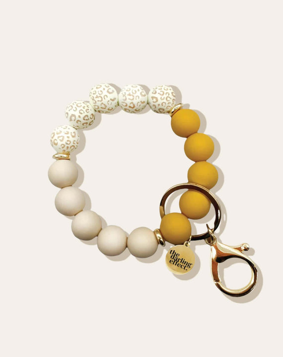 Hands-Free Silicone Beaded Keychain Wristlet - Honey Gold