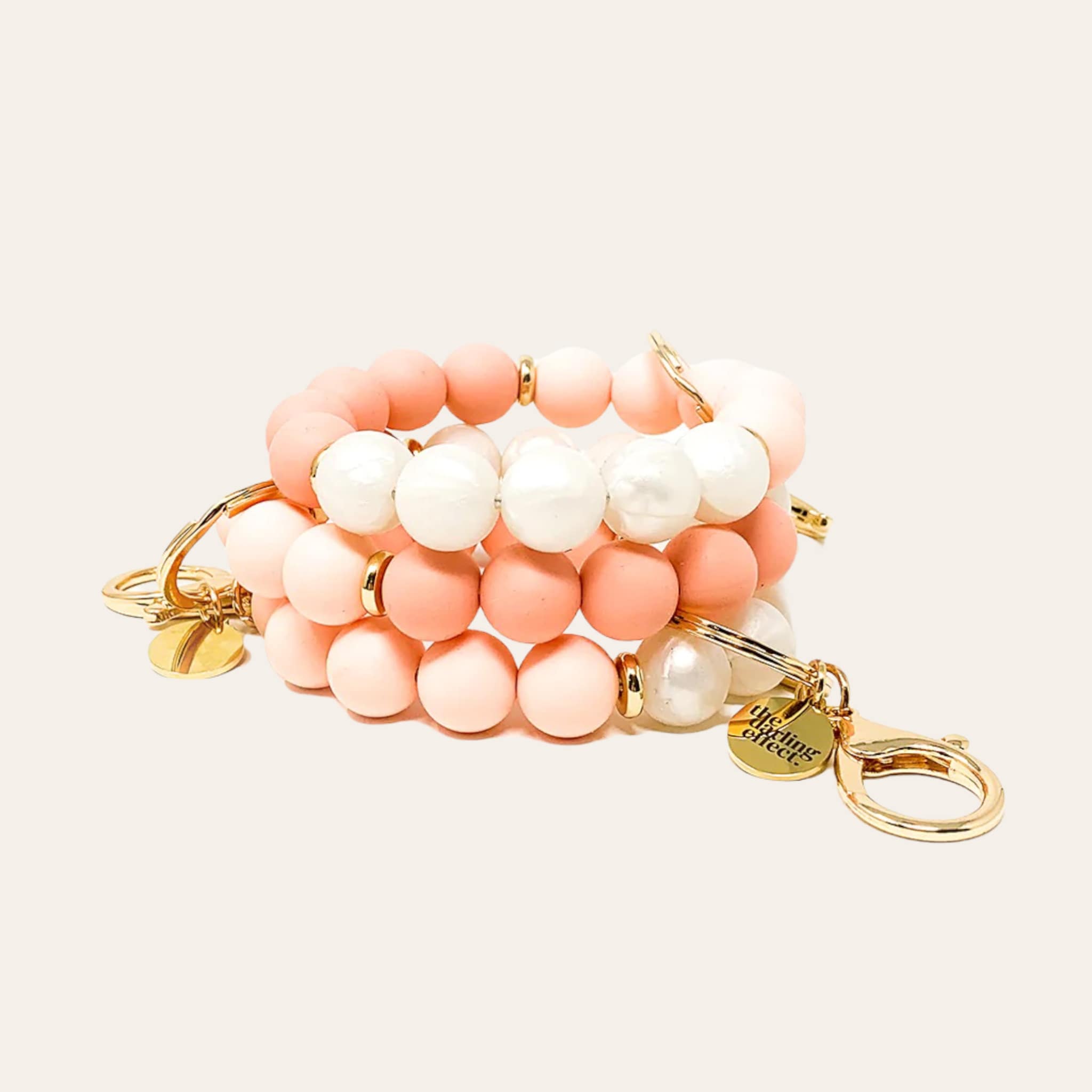 Hands-Free Silicone Beaded Keychain Wristlet - Rosé All Day