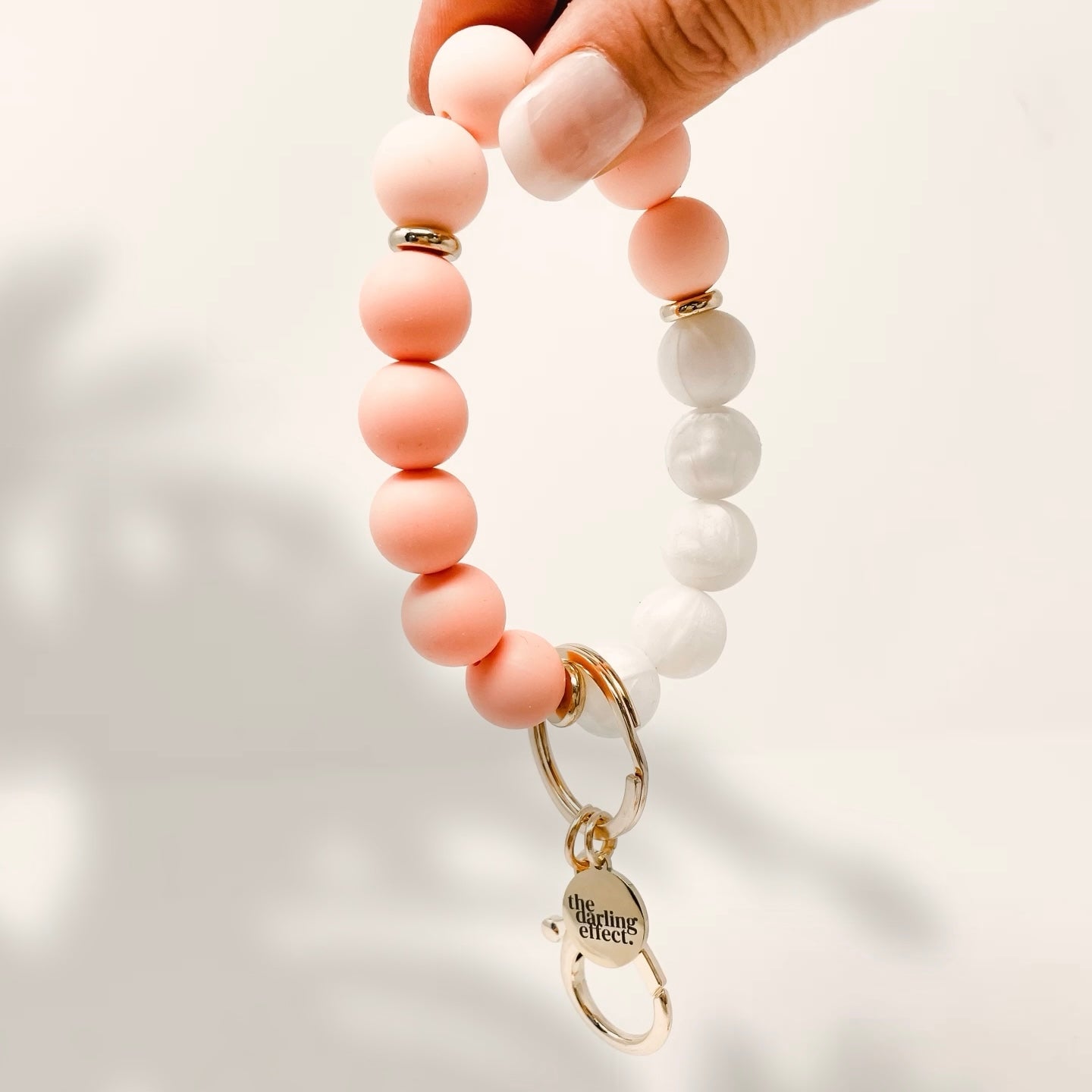 Hands-Free Silicone Beaded Keychain Wristlet - Rosé All Day