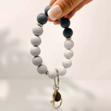 Load image into Gallery viewer, Hands-Free Silicone Beaded Keychain Wristlet - Simply Gray
