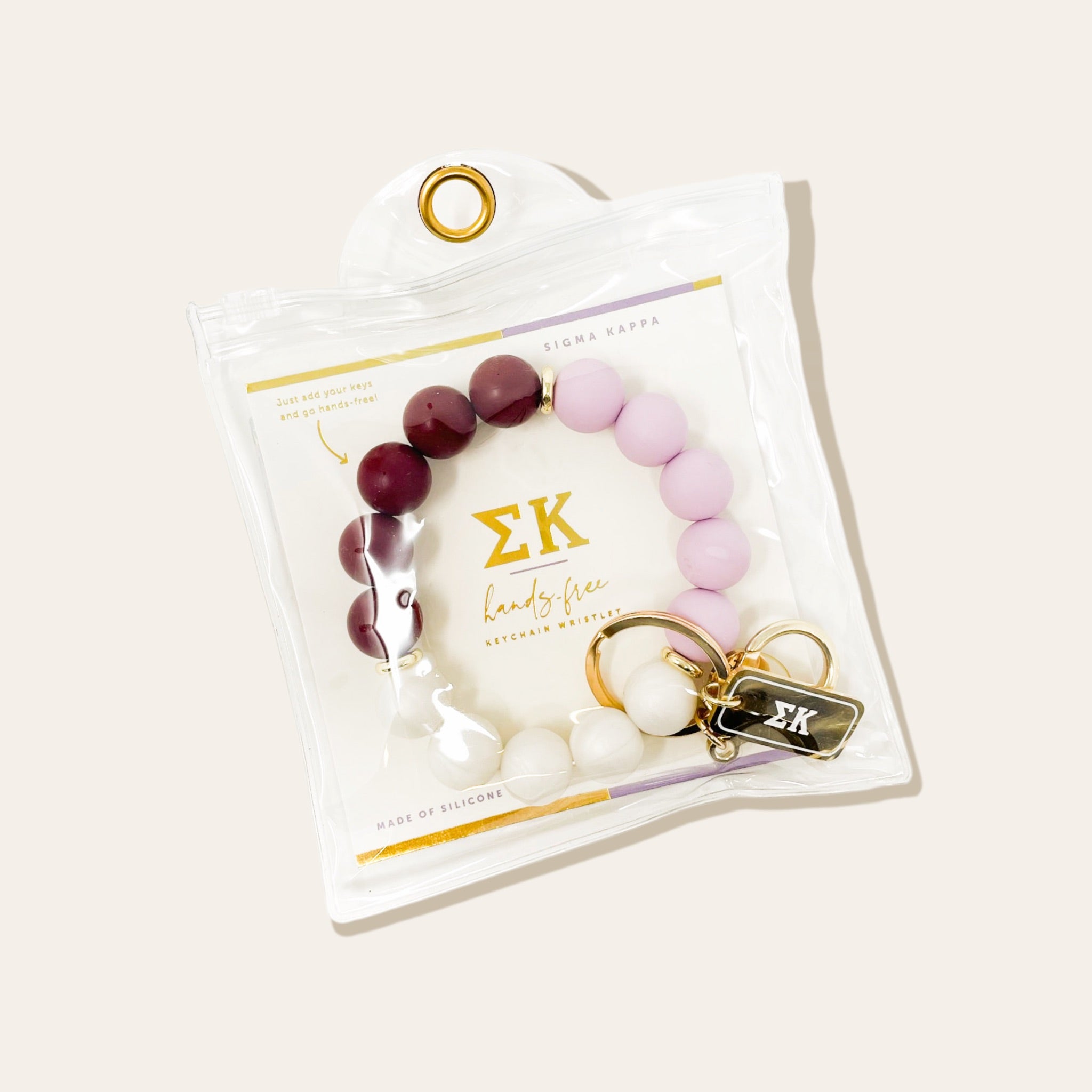 Sigma Kappa - GREEK Hands-Free Beaded Keychain Wristlet